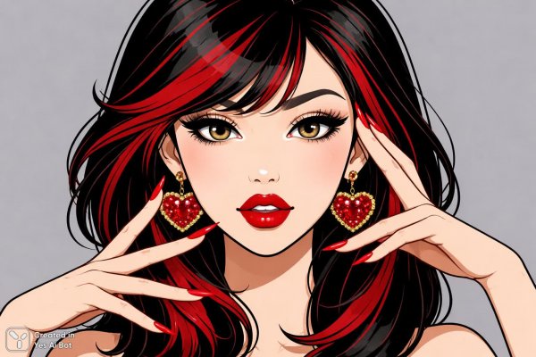 Девушка с ярким макияжем и стильными аксессуарами в минималистичном стиле. Изображение из нейросети Sora