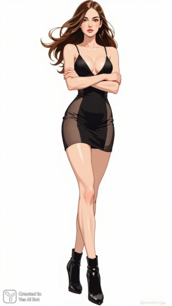 Изысканный образ: элегантность черного платья и высокие сапоги на каблуке в современном стиле. Нейросеть Flux 1