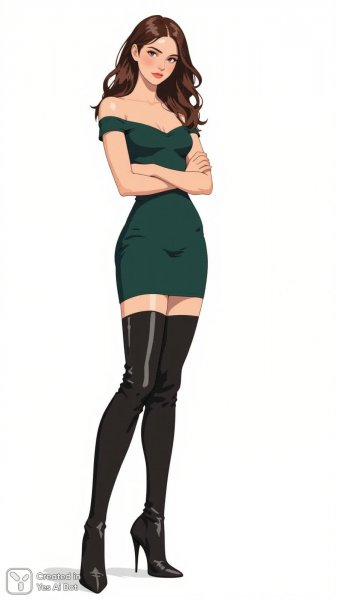 Элегантность и уверенность: стильная иллюстрация модной девушки в студии. Нейросеть Flux