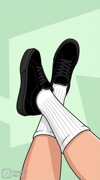 Белые носки, массивные кроссовки и стильный векторный арт. Картинка из нейронной сети Nano Banana