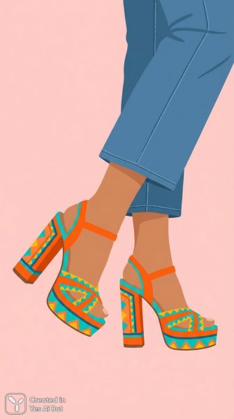 Летнее настроение: ножки в прозрачных каблуках и голубые джинсы. Картинка из нейронной сети Nano-Banana