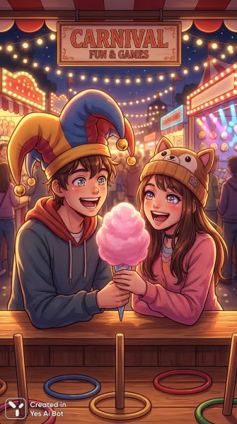 Весёлые карусели и сладкая вата: незабываемый день в парке аттракционов. Нейронная сеть NanoBanana