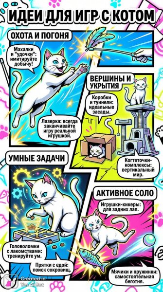 Идеи для игр с котами: весело и познавательно!. Картинка из нейросети Nano Banana
