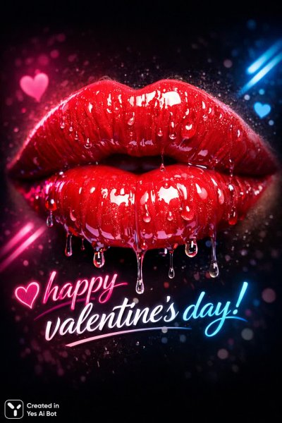 Кровавые поцелуи на День святого Валентина: стильный графический образ. Картинка из нейросети Sora Ai Images