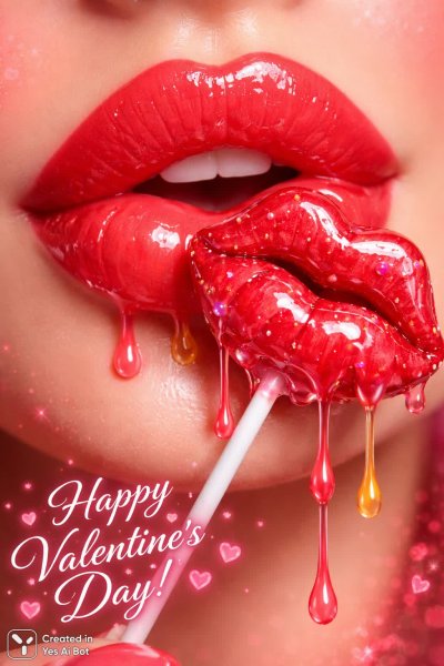 Алые губы и сладкий поцелуй: праздник любви и нежности. Генерация из нейросети Sora images Ai