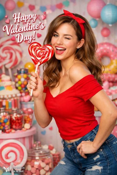 Яркий Валентин с конфетой и любовью. Генерация из нейронной сети Sora images Ai