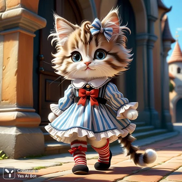 Очаровательный котенок в мультяшном стиле: милота и забавные детали. Генерация из нейросети Stable Diffusion