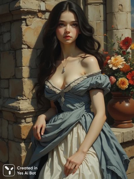 Загадочная красота и меланхолия в портрете юной женщины. Генерация из нейросети Flux.1