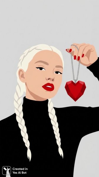 Девушка с рыжей косой и яркой помадой: сердце аксессуара в деталях. Картинка из нейронной сети Nano-Banana
