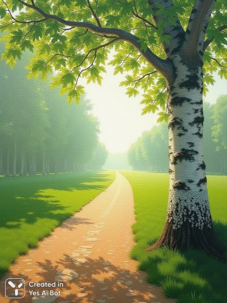 Солнечный луч в зеленом пейзаже: умиротворение и свет. Изображение из нейронной сети Flux Ai