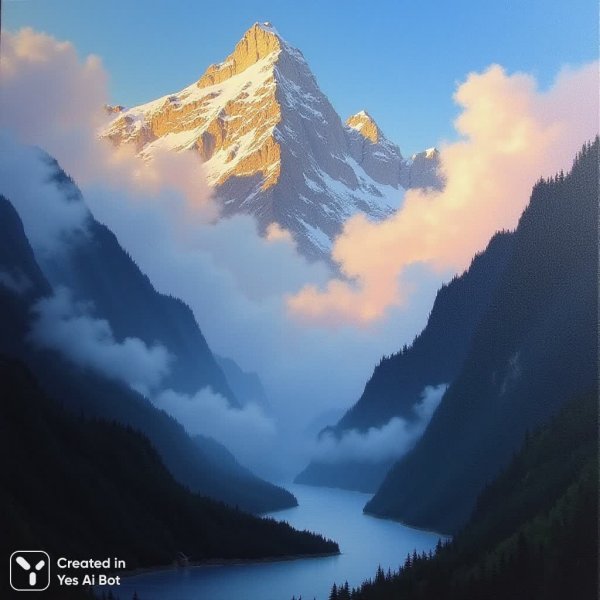 Величественные горные вершины в романтическом пейзаже: свет и тень природы. Нейронная сеть Flux Ai