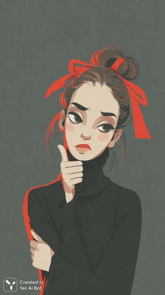 Девушка с красными лентами и выразительными глазами в стиле комикса. Изображение из нейронной сети Midjourney