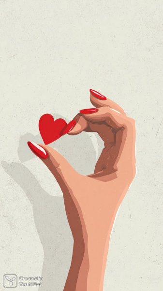 Сердце из ногтей: современная векторная иллюстрация в стиле минимализм. Нейросеть Миджорни