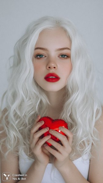 Девушка с алым сердцем: акцент на деталях и выражении лица. Картинка из нейронной сети Midjourney