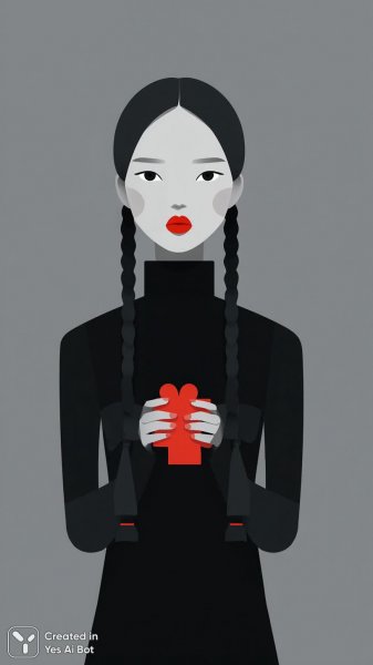 Девушка с красными губами и головоломкой в волосах. Нейронная сеть Midjourney