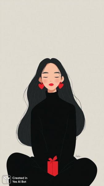 Девушка в черном свитере: праздник, стиль и яркие акценты современной иллюстрации. Нейронная сеть Midjourney