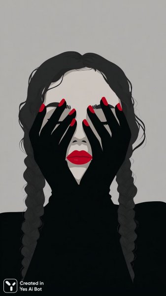 Девушка с косами и яркими акцентами в стиле иллюстрации. Картинка из нейронной сети Midjourney