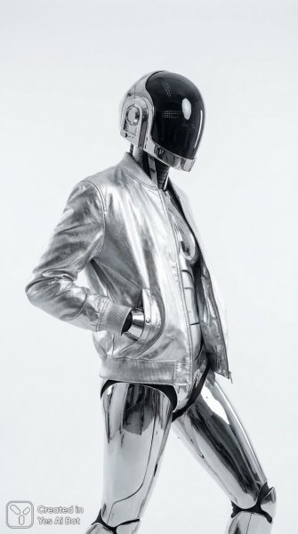 Футуристичный робот в стильной куртке покоряет детализированный мир. Нейросеть Nano Banana