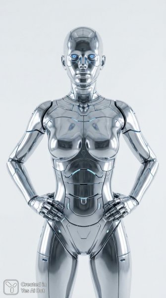 Футуристичный андроид: блеск хрома и минимализм киберпанка. Изображение из нейронной сети Nano Banana