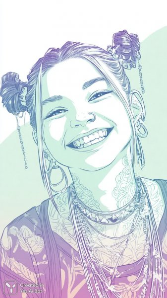 Яркая бимбо с татуировками и игривым настроением в неоновом стиле. Картинка из нейросети Миджорни