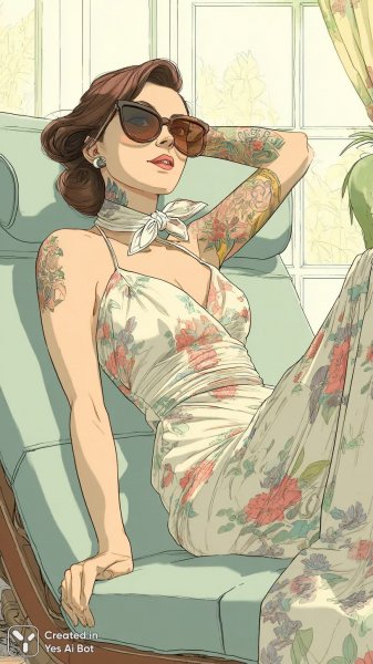 Сияющая неженка: ретро-шарм и футуристические татуировки. Генерация из нейронной сети Midjourney