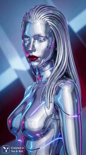 Хромированная футуристичная женщина в стиле сорояма. Нейросеть Nano Banana