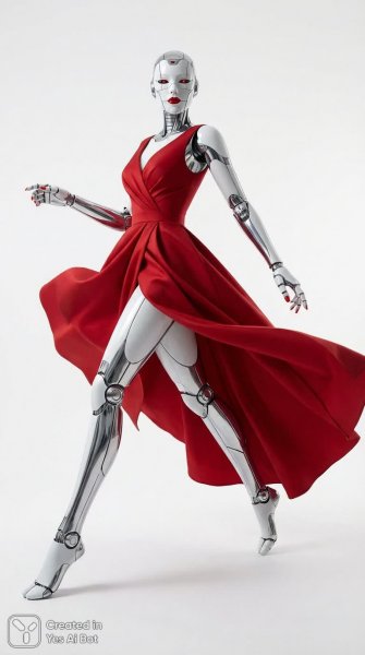 Робокопия в красном: стильная мода будущего и безупречный дизайн. Нейронная сеть NanoBanana