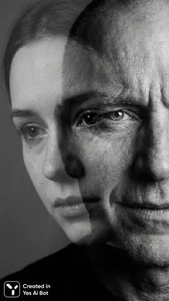 Слияние реальностей: взгляд сквозь грани гендера и эмоций в искусстве фотографии. Изображение из нейросети Нано Банана