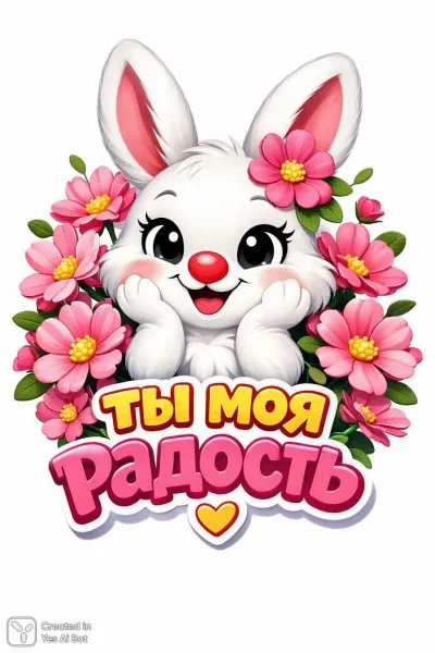 Кролик и розы: символ радости и нежности. Изображение из нейросети Sora Images