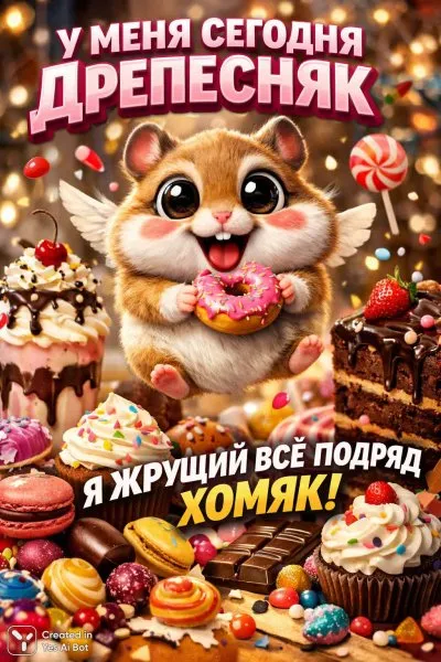 Хомячьи радости и сладости: утренняя дерепрессия. Генерация из нейронной сети Sora