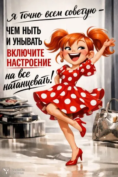 Танцующая рыжуха: Настрой на танец и забудь о грусти!. Изображение из нейронной сети Sora Images