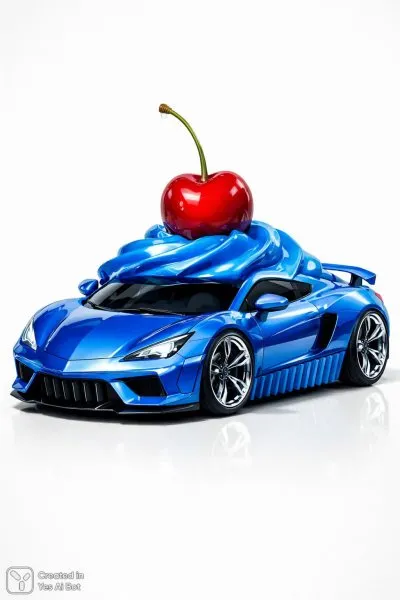 Яркий десерт превратился в гоночный автомобиль: сюрреалистичное искусство. Генерация из нейросети Sora