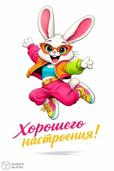 Забавный заяц дарит веселое настроение. Картинка из нейронной сети Sora Images
