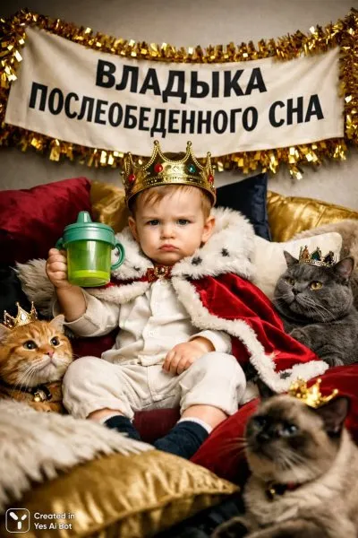 Король-малыш и кошачья знать: забавная фотосессия. Нейронная сеть Sora