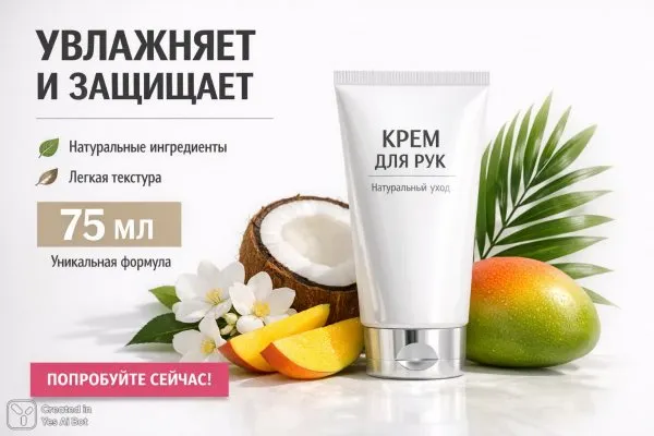 Крем для рук: увлажнение, защита и природная свежесть. Нейросеть Sora