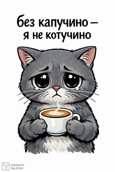 Кот и капучино: грустная история без кофеина. Изображение из нейронной сети Sora Image