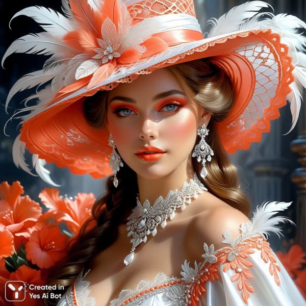 Невероятная кружевная фантазия: кораллово-белая серебряная элегантность с золотым сиянием. Картинка из нейросети Stable Diffusion