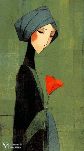 Женщина в синем платке: портрет в стиле баухаус и дадаизма. Нейронная сеть Миджорни