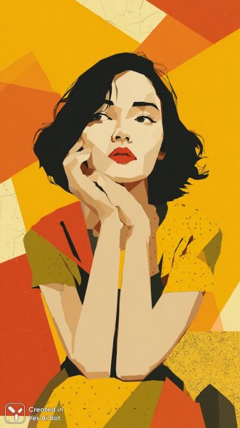 Яркий портрет в духе баухаус и дадаизма. Изображение из нейронной сети Midjourney