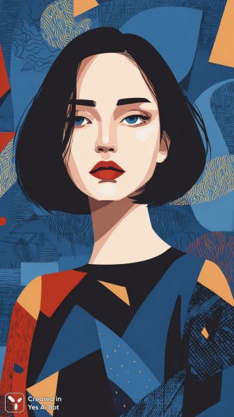 Геометрический портрет: загадочная красота в стиле Баухаус и Дадаизм. Генерация из нейросети Midjourney