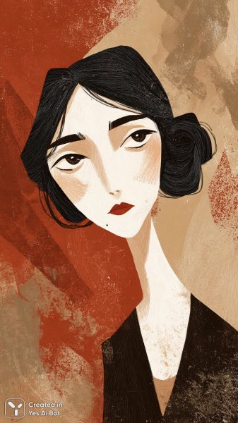 Женщина в стиле баухаус и дадаизм: портрет в чернилах с абстрактным фоном. Картинка из нейронной сети Midjourney