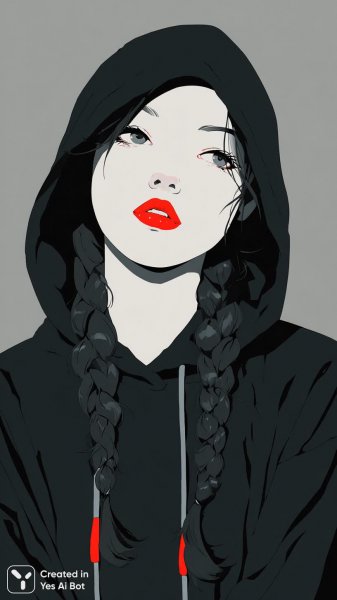 Девушка с темной косой и ярким макияжем в современном стиле. Нейронная сеть Миджорни