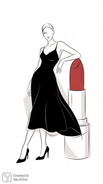 Элегантность в линиях: минималистичный портрет женщины в черном платье. Генерация из нейросети Нано Банана