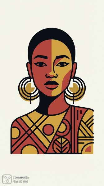 Яркий африканский портрет: геометрия и стиль в деталях. Изображение из нейросети Нано Банана