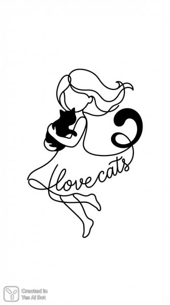 Девушка с черным котом: иллюстрация в стиле лайт арт. Изображение из нейросети Nano Banana