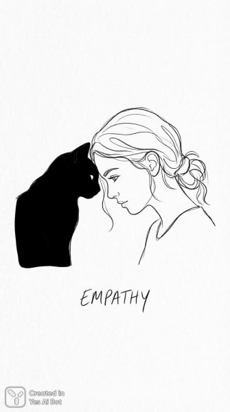 Девушка и кот: нежность в линиях и взглядах. Изображение из нейросети NanoBanana