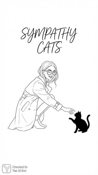 Девушка и черный кот: милая иллюстрация в стиле минимализм. Изображение из нейронной сети Nano Banana