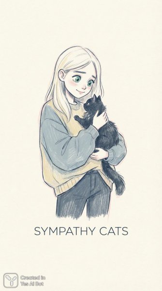 Девушка с котиком: нежность в линиях и пастельных тонах. Генерация из нейронной сети NanoBanana