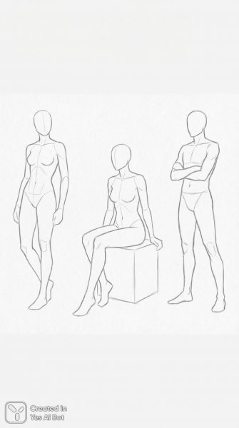 Минималистичные манекены: референс для художника и дизайнера. Нейросеть Нано Банана