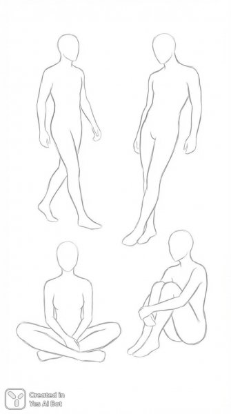 Минималистичные фигуры людей: цифровой набросок без деталей и одежды в сером цвете. Нейросеть Нано Банана